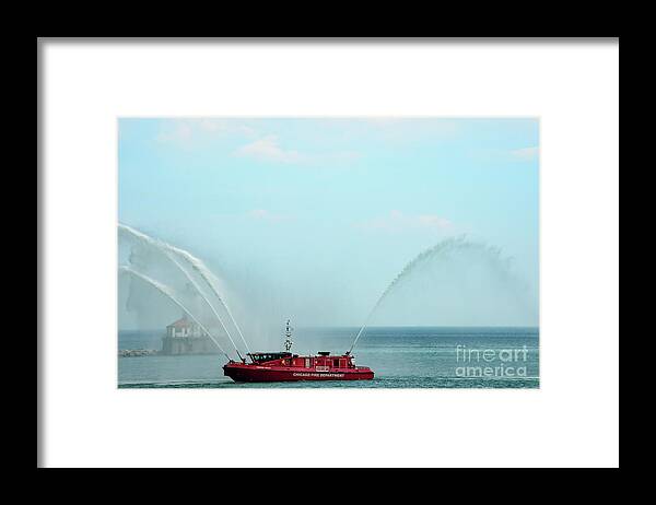 Chicago Framed Print featuring the photograph Chicago Fire Department Fireboat by David Levin
