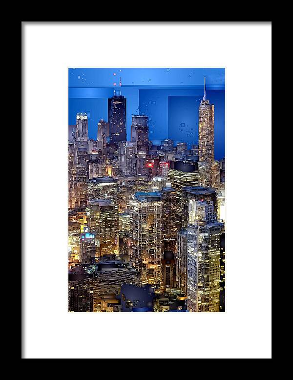 Rafael Salazar Framed Print featuring the digital art Chicago. Illinois by Rafael Salazar