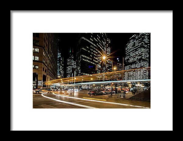 Chicago Framed Print featuring the photograph Chicago Nighttime time exposure by Sven Brogren