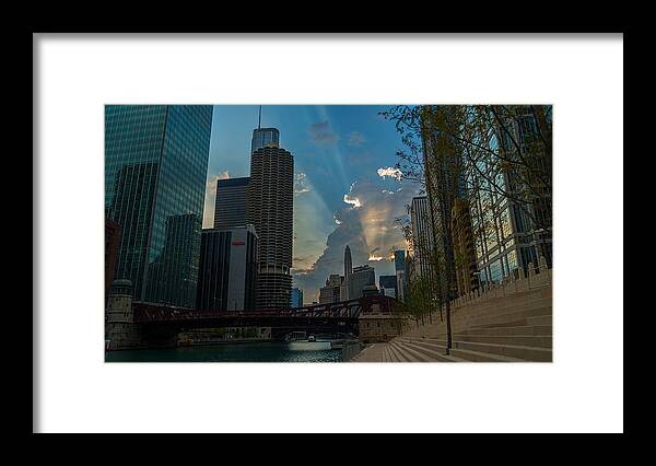 Chicago Framed Print featuring the photograph Chicago over Clark St. Bridge by Nisah Cheatham