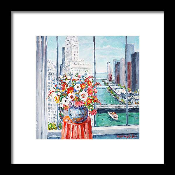 Flowers Framed Print featuring the painting Chicago River by Ingrid Dohm
