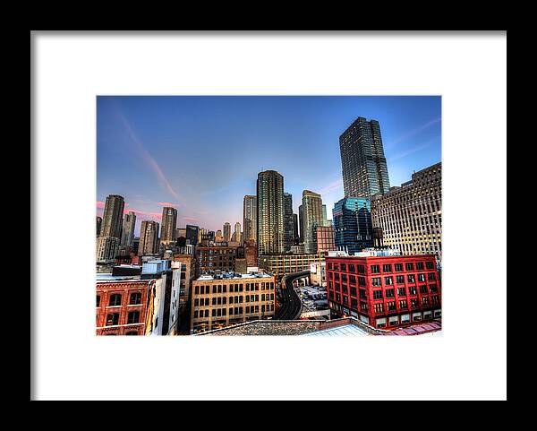 Chicago Framed Print featuring the photograph Chicago Rooftop and Sunset by Shawn Everhart
