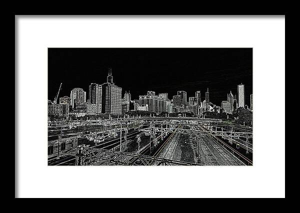 Trains Framed Print featuring the photograph Chicago Skyline and Tracks by Britten Adams