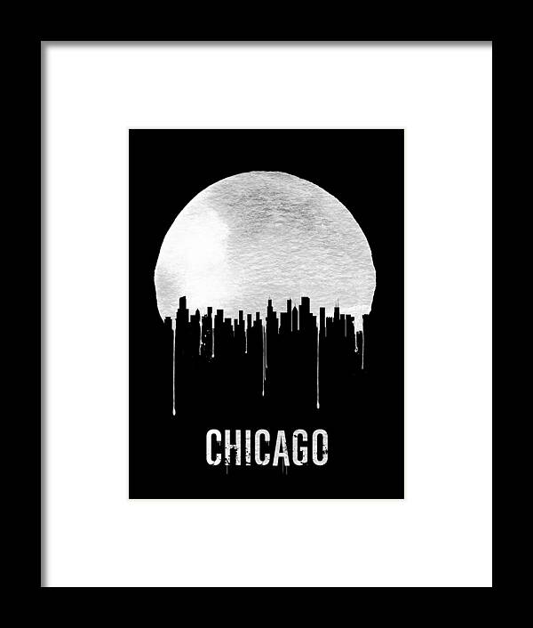 Chicago Framed Print featuring the painting Chicago Skyline Black by Naxart Studio