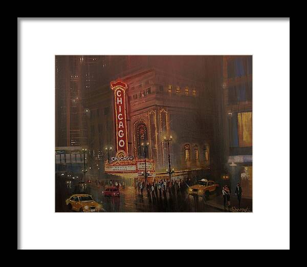 Chicago Framed Print featuring the painting Chicago Theatre by Tom Shropshire