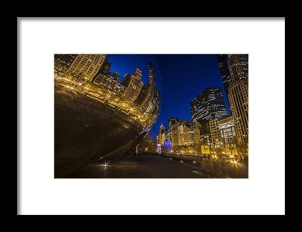 Bean Framed Print featuring the photograph Chicago's Millenium Park at dusk by Sven Brogren