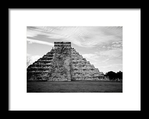 Mexico Framed Print featuring the photograph Chichen Itza b-w by Anita Burgermeister