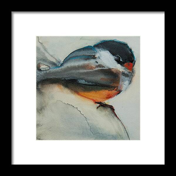 Birds Framed Print featuring the painting Chickadee 1 by Jani Freimann