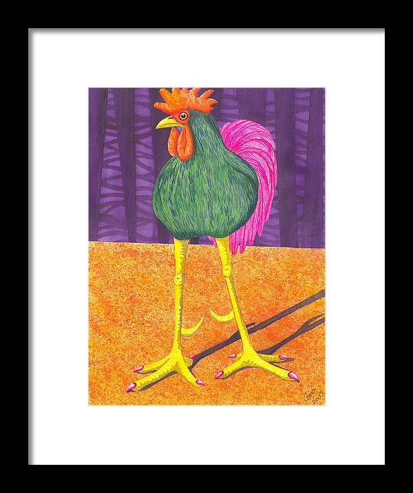 Rooster Framed Print featuring the painting Chicken Legs by Catherine G McElroy
