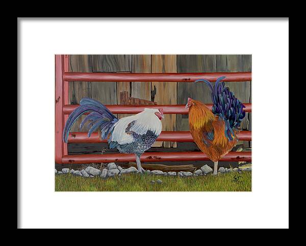Chickens Framed Print featuring the painting Chickens by Sam Davis Johnson