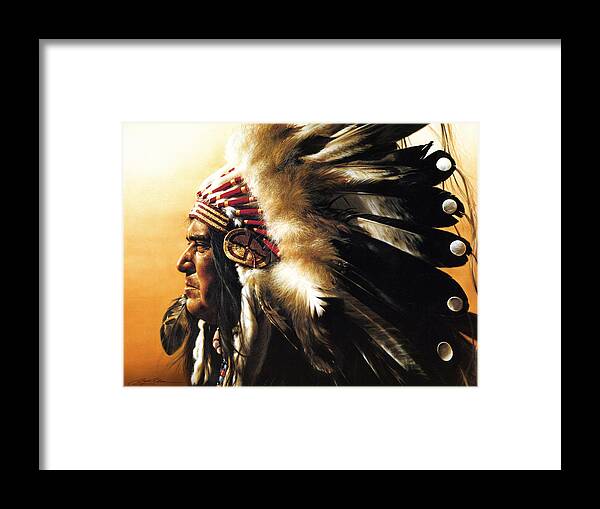 Native American Framed Print featuring the painting Chief by Greg Olsen