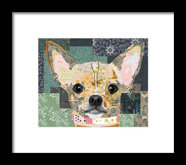 Chihuahua Framed Print featuring the mixed media Chihuahua Collage by Claudia Schoen