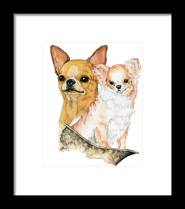Chihuahua Framed Print featuring the drawing Chihuahuas by Kathleen Sepulveda