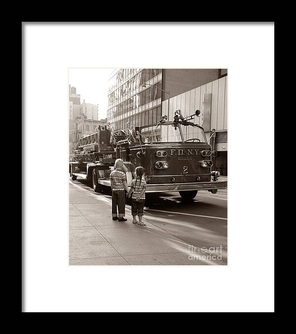 1970s Framed Print featuring the photograph Children Looking At Fire Truck, C.1970s by H. Armstrong Roberts/ClassicStock