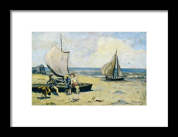 19th Century Art Framed Print featuring the painting Children on the Beach by Louis Michel Eilshemius