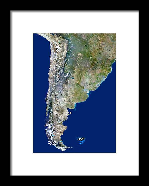 Argentina Framed Print featuring the photograph Chile And Argentina, Satellite Image by Planetobserver