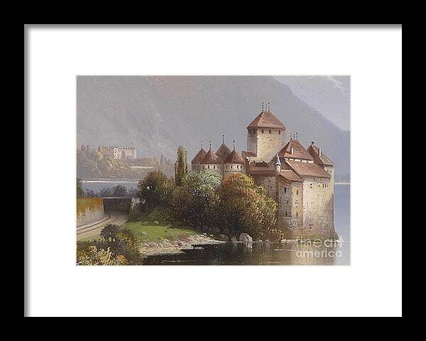 Hubert Sattler Framed Print featuring the painting Chillon Castle by MotionAge Designs