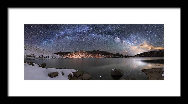 #america Framed Print featuring the photograph Chilly Lake Under the Stars by David Soldano