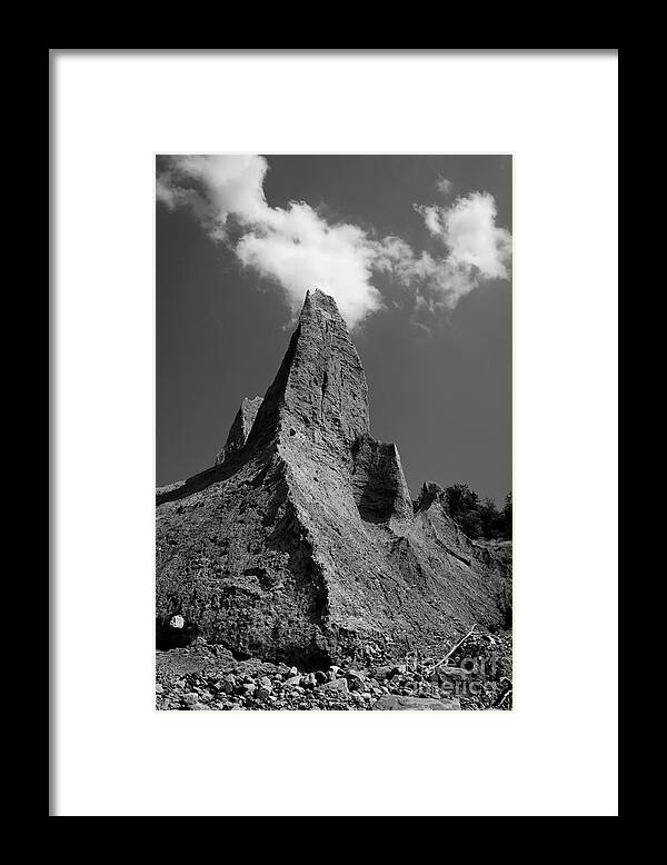 Black And White Framed Print featuring the photograph Chimney Bluff Rural Black and White Landscape Photograph by PIPA Fine Art - Simply Solid