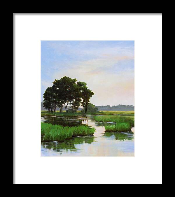 Marsh Scene Framed Print featuring the painting Chincoteague Marsh by Sarah Grangier