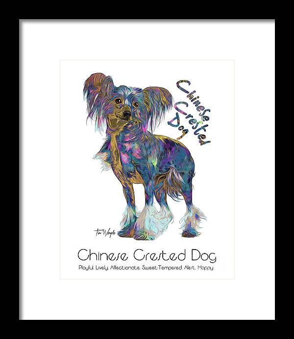 Chinese Crested Dog Framed Print featuring the digital art Chinese Crested Dog Pop Art by Tim Wemple