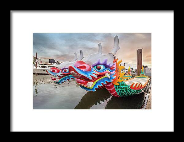 Chinese Framed Print featuring the photograph Chinese Dragon Boats Closeup by Jit Lim