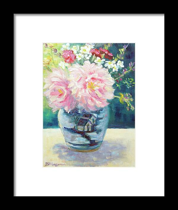 Pink Peonies Framed Print featuring the painting Chinese Influence by Barbara Hageman