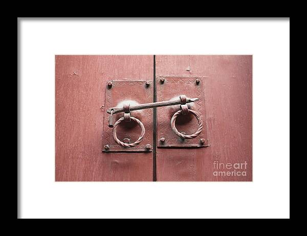 Door Framed Print featuring the photograph Chinese Red Door with Lock by Carol Groenen