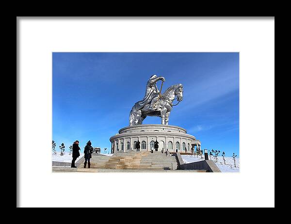 Ulaanbaatar Framed Print featuring the photograph Chinggis Khan statue/Tsagaan sar by Diane Height