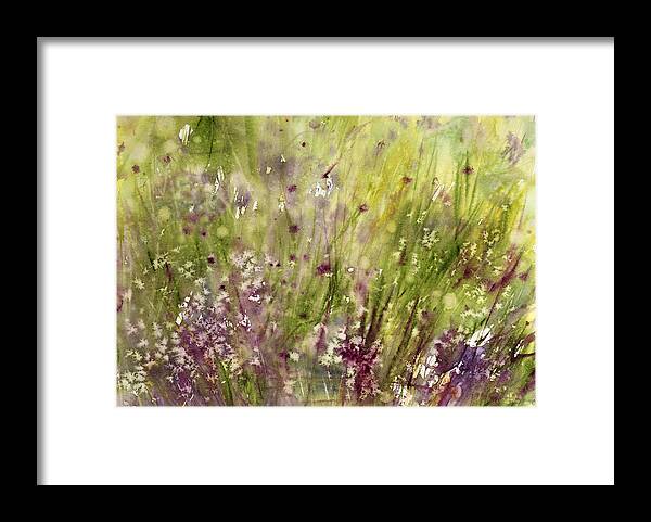 Flower Framed Print featuring the painting Chive Garden by Judith Levins