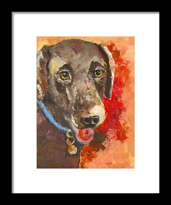 Dog Framed Print featuring the painting Chocolate by Barbara O'Toole