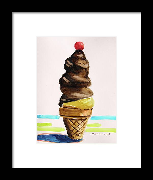Ice Cream Framed Print featuring the painting Chocolate Dipped Soft Serve by John Williams