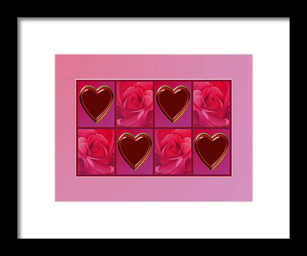 Valentine Card Framed Print featuring the digital art Chocolate Hearts and Roses by Melissa A Benson