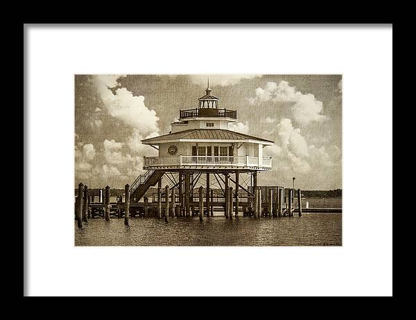 2d Framed Print featuring the photograph Choptank River Lighthouse - Sepia by Brian Wallace