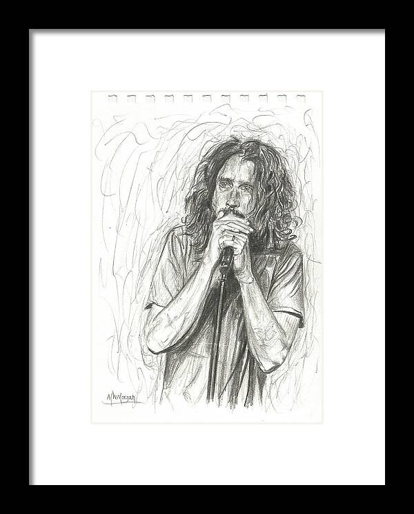 Chris Cornell Framed Print featuring the drawing Chris Cornell by Michael Morgan