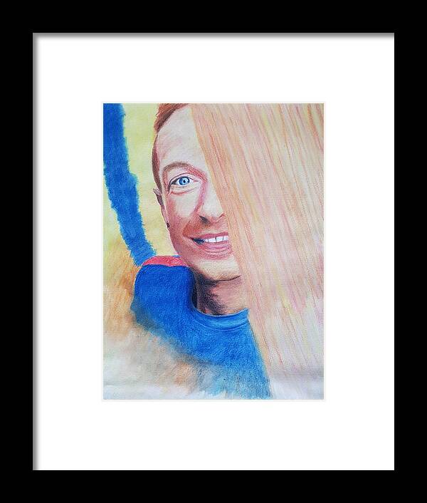 Chris Martin Framed Print featuring the drawing Chris Martin by Cassy Allsworth