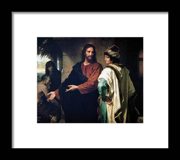 Jesus Framed Print featuring the painting Christ and the Rich Young Ruler by Heinrich Hofmann
