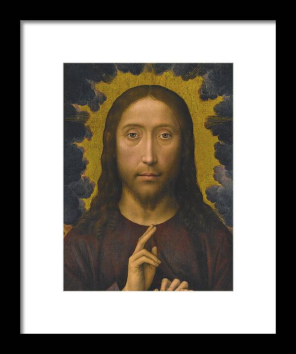 Hans Memling Framed Print featuring the painting Christ Blessing by Hans Memling