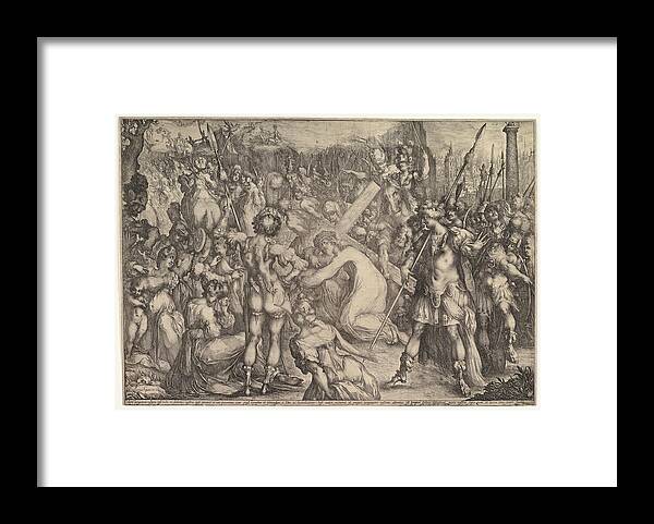 Jacques Bellange Framed Print featuring the drawing Christ Carrying the Cross by Jacques Bellange