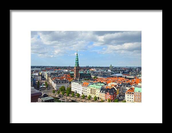 Copenhagen Framed Print featuring the photograph Christiansborg Palace Tower View of Copenhagen by Catherine Sherman