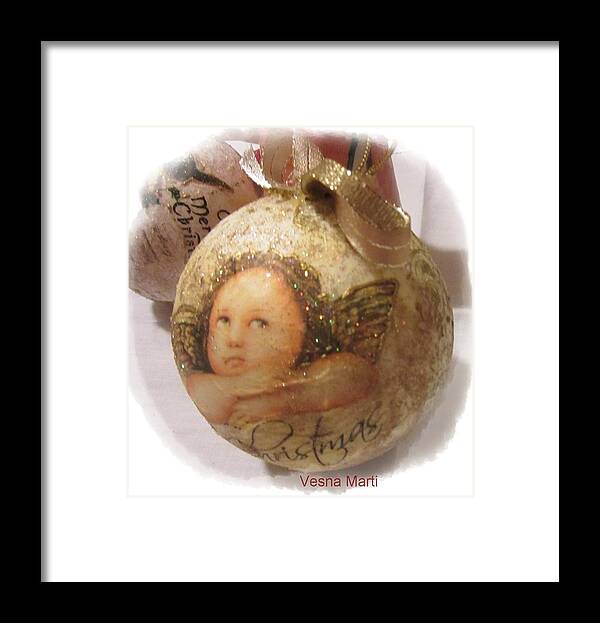 Christmas Framed Print featuring the mixed media Christmas Ball , Angels by Vesna Martinjak
