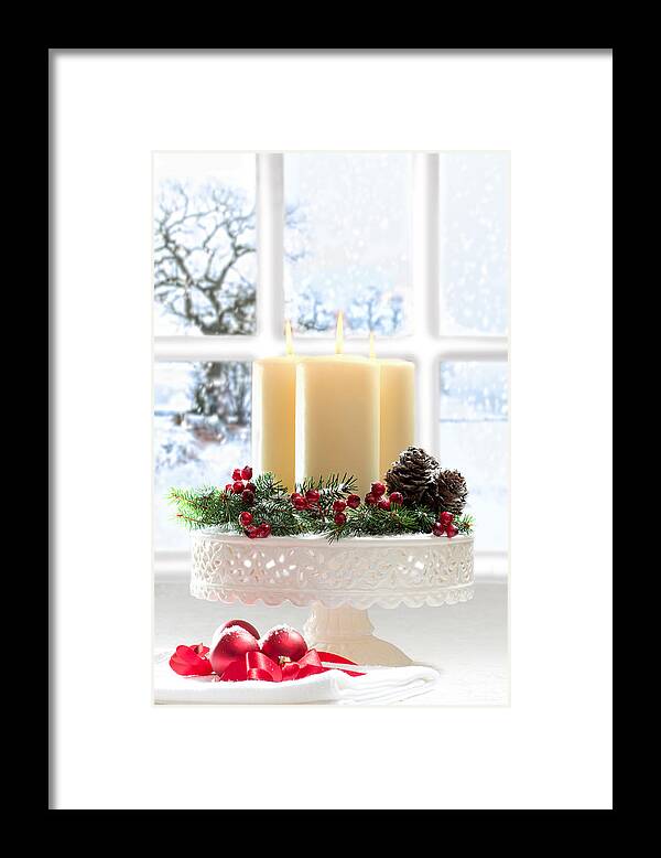 Christmas Framed Print featuring the photograph Christmas Candles Display by Amanda Elwell