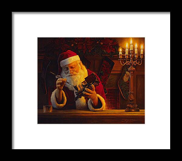 Christmas Framed Print featuring the painting Christmas Eve Touch Up by Greg Olsen