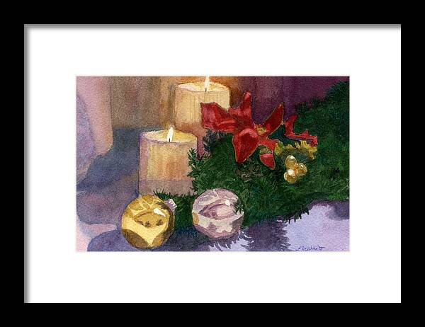 Watercolor Framed Print featuring the painting Christmas Glow by Lynne Reichhart