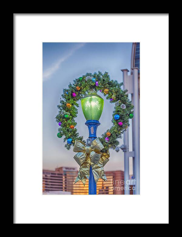 Long Beach Framed Print featuring the photograph Christmas Holiday Wreath with Balls by David Zanzinger