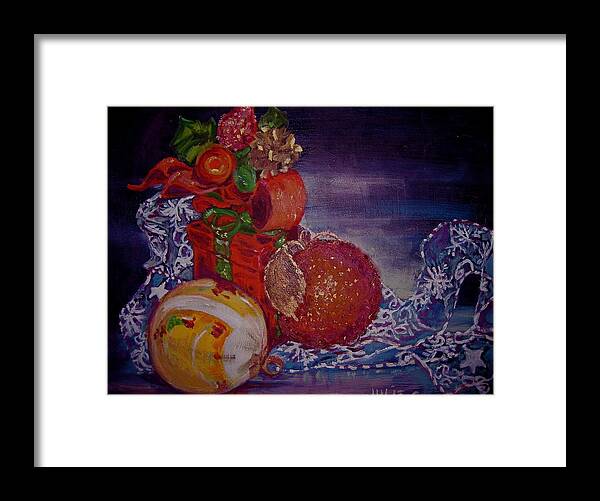 Still Life Framed Print featuring the painting Christmas by Julie Todd-Cundiff