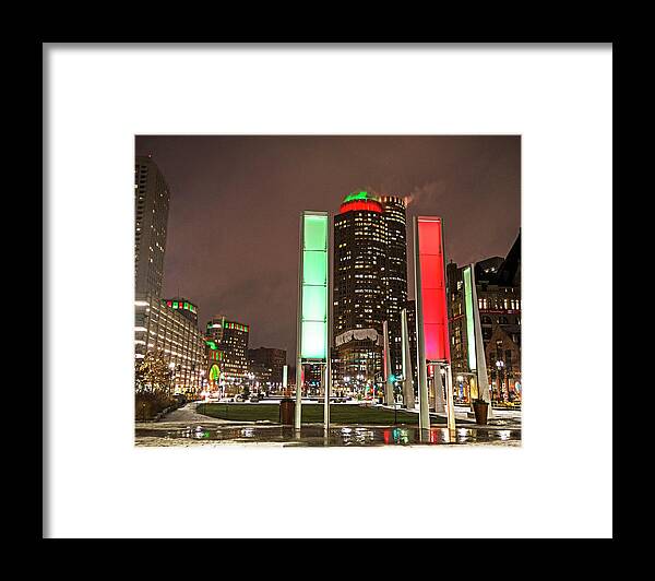 Boston Framed Print featuring the photograph Christmas Lights in Boston MA 2017 by Toby McGuire