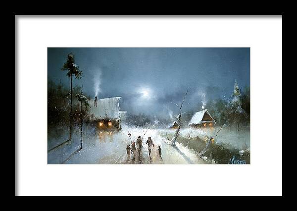 Russian Artists New Wave Framed Print featuring the painting Christmas Night by Igor Medvedev