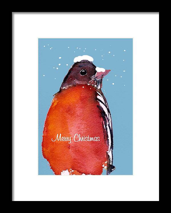 Watercolor Framed Print featuring the painting Christmas Robin by Anne Duke