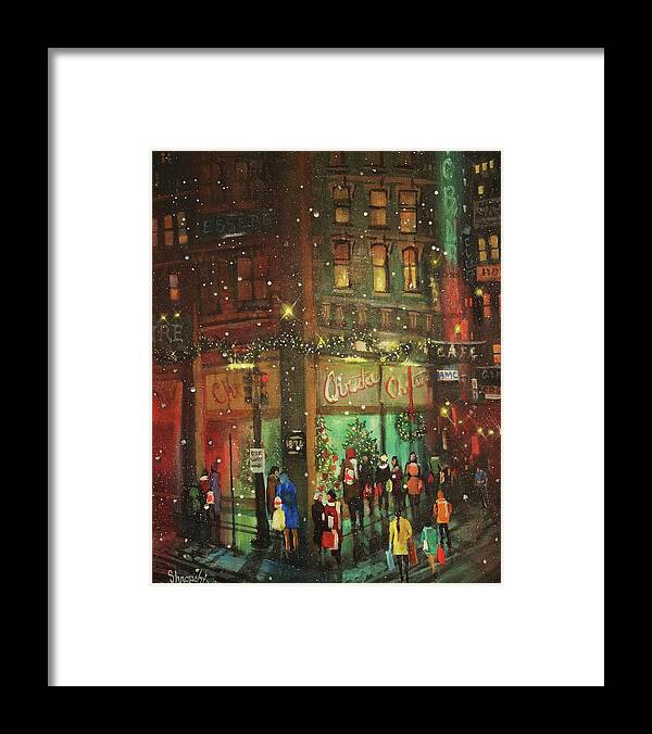 Old Chicago Framed Print featuring the painting Christmas Shopping by Tom Shropshire